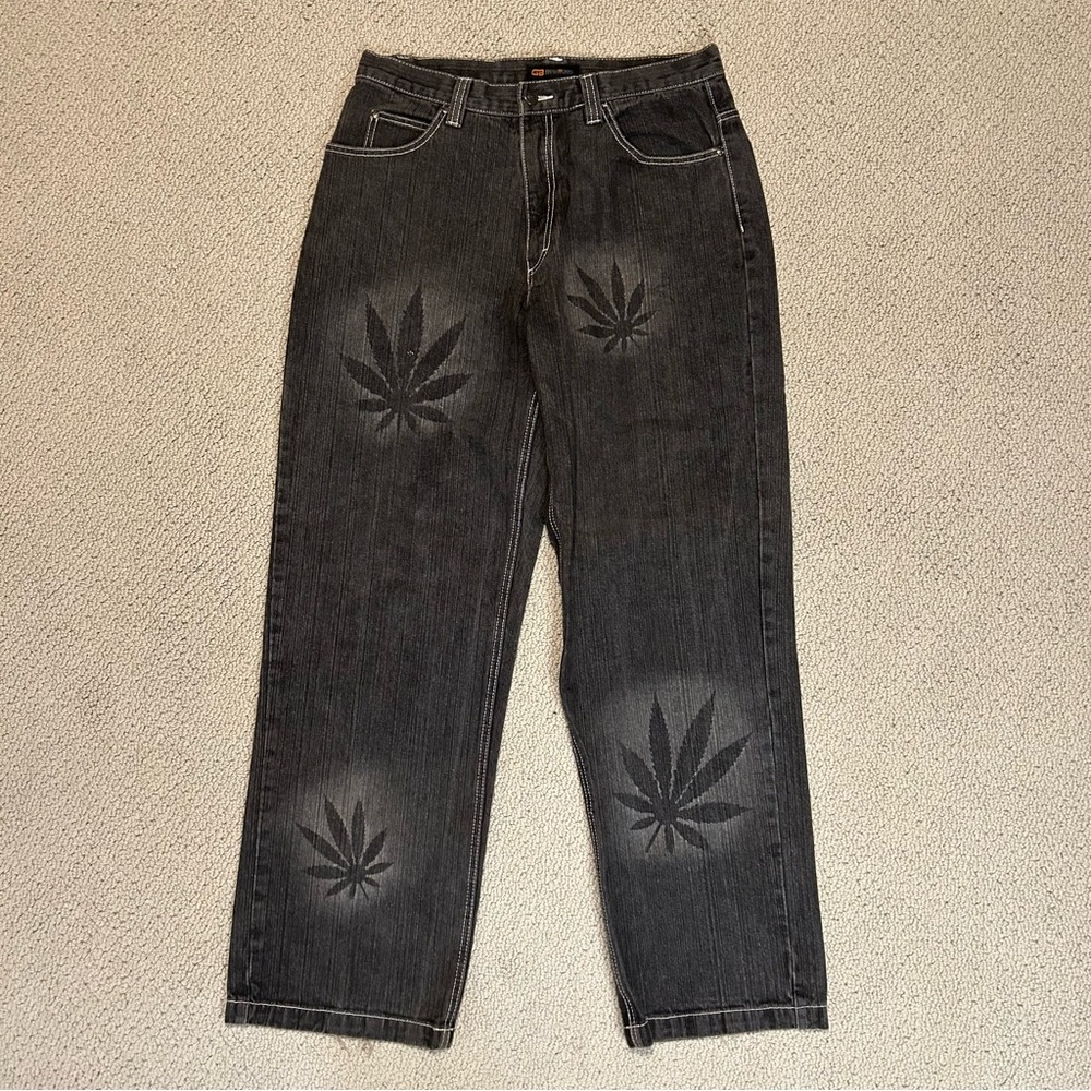 Vintage Godbody Weed Leaf Baggy Denim Jeans